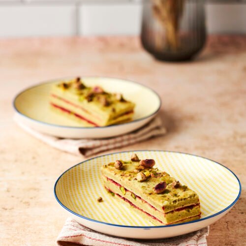 Raspberry and Pistachio Tea Cake.